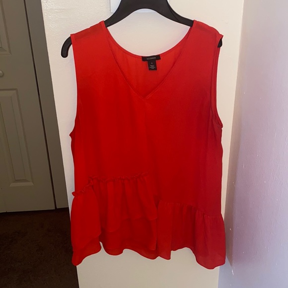 Red Halogen Ruffle Top Size Medium - Picture 6 of 9